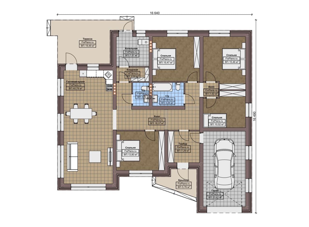 Планировка Одноэтажный дом F-6974