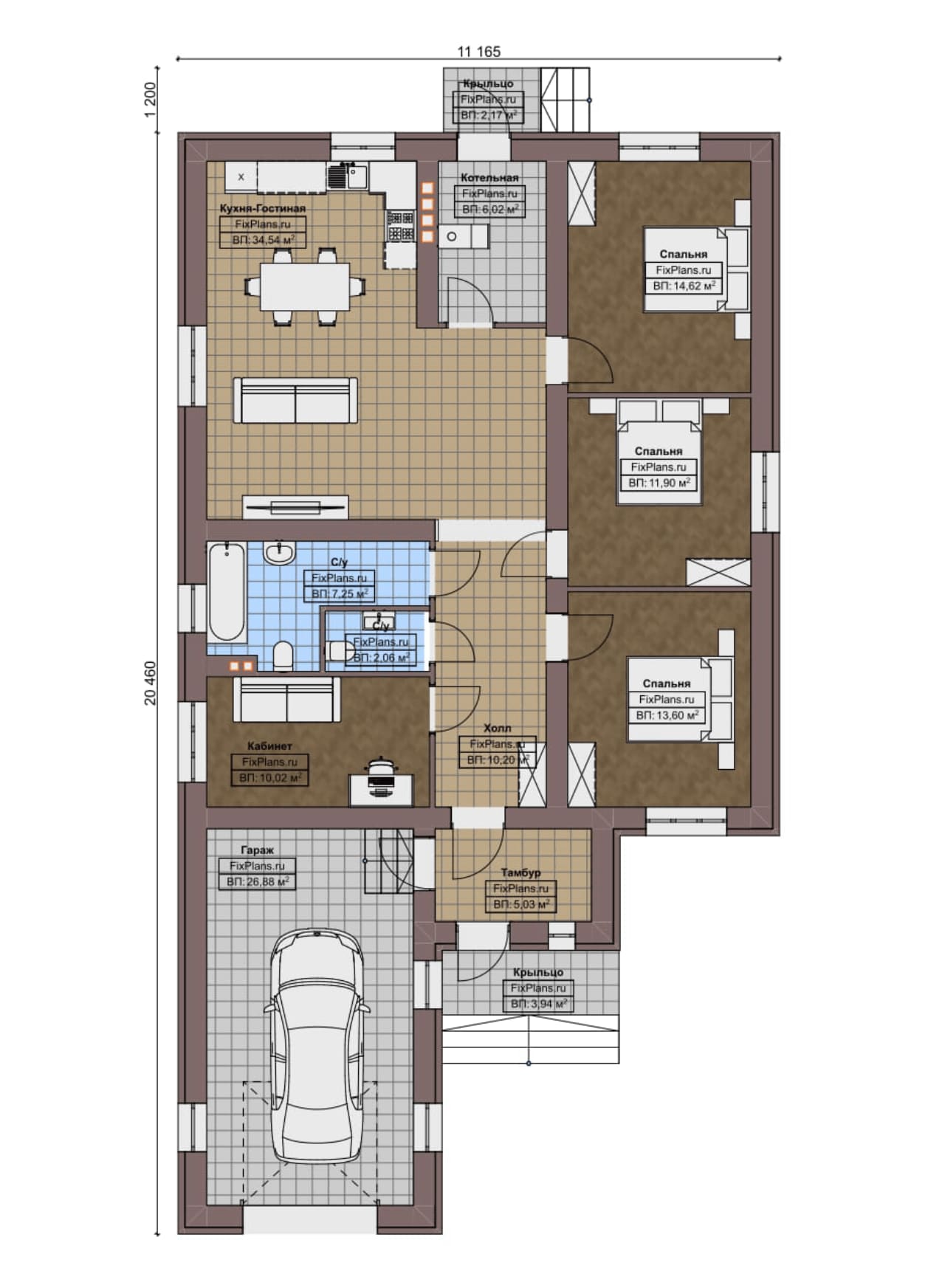 Планировка Одноэтажный дом F-8216