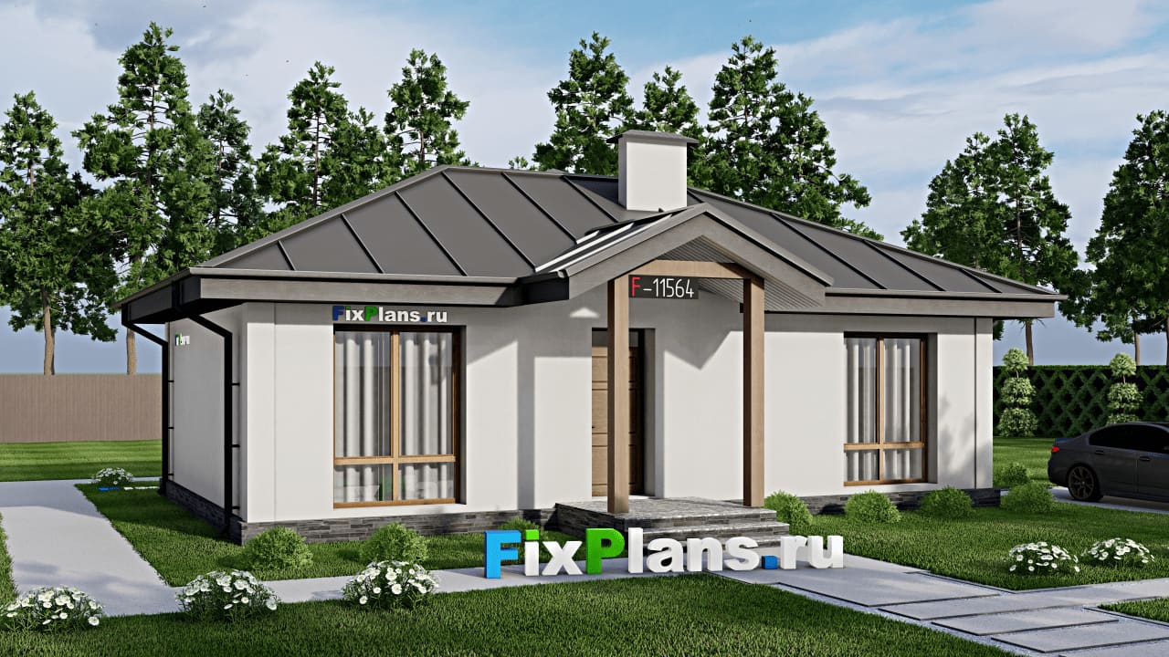 Одноэтажный дом F-11564 — фасад